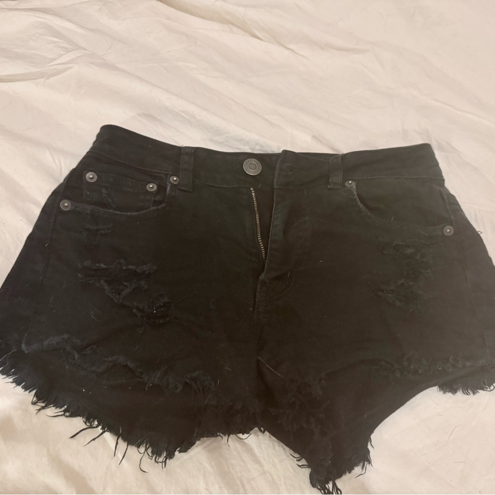 American Eagle Outfitters Black Distressed Jean Shorts